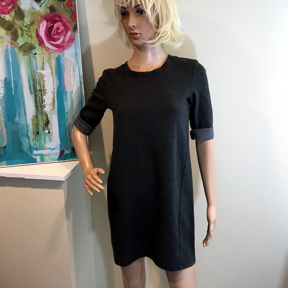 Old Navy XS  Gray dress with striped roll sleeves